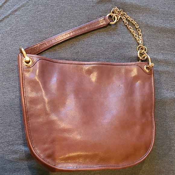 Tory Burch Handbags - Tory Burch Brown Leather Saddle Shoulder Bag